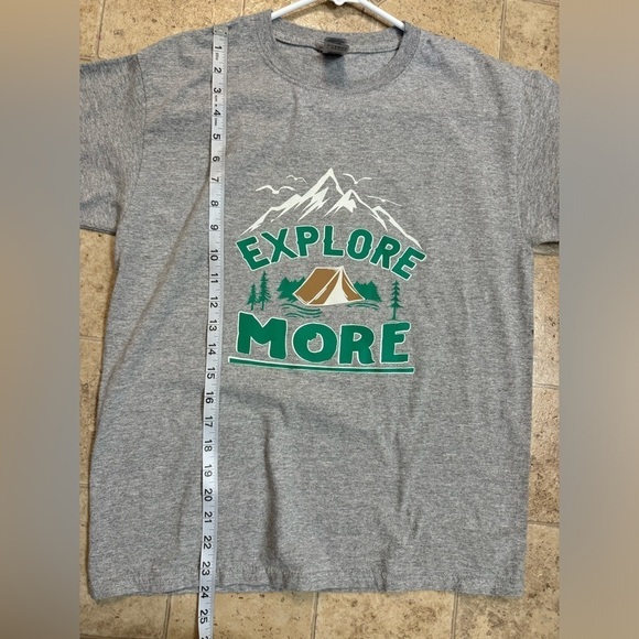 Boys Gilden Gray Camping “Explore More” Glow-in-the-dark T-Shirt Vinyl Graphics - Picture 2 of 6